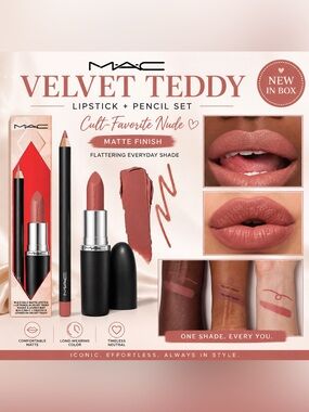 MAC Cosmetics Velvet Teddy Lipstick and Pencil Set